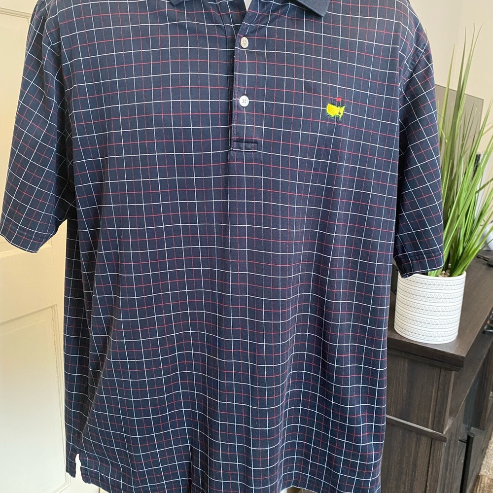 Master’s Men's Navy Checkered Polo Shirt